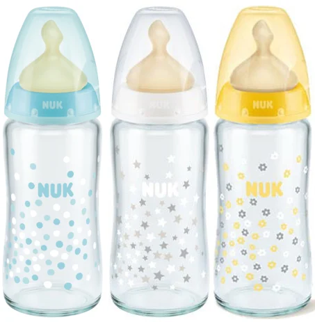 NUK - Μπιμπερό First Choice+ Γυάλινο 240ml Μ1 (0-6m) Θηλή Latex - 1τμχ